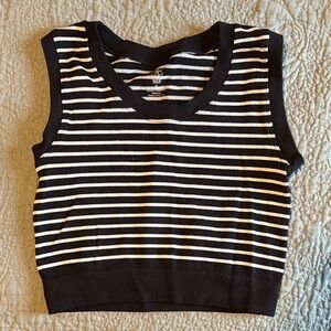 Aura Black and White Striped Tank Top